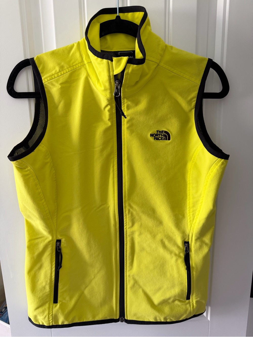 The North Face Neon Yellow Softshell Vest with Black Trim-Women’s